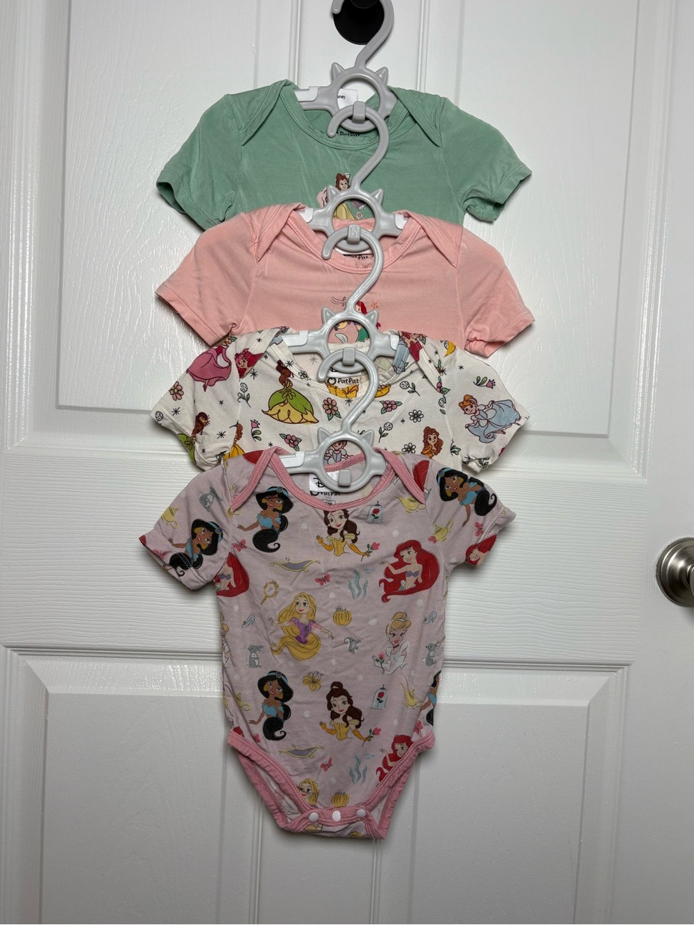 PatPat Disney Princess Bamboo Bodysuit Bundle 3-6M & 6-9M 4PCS